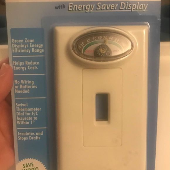 New AM Switch Plate Energy Saver with Swivel Thermometer Universal Fit UWPT010W - Picture 2 of 3